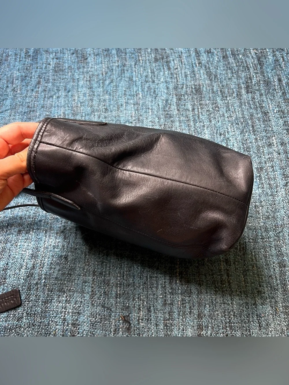 Vintage Coach Legacy Lunch Bucket Tote Shoulder Bag in Black Leather 9077